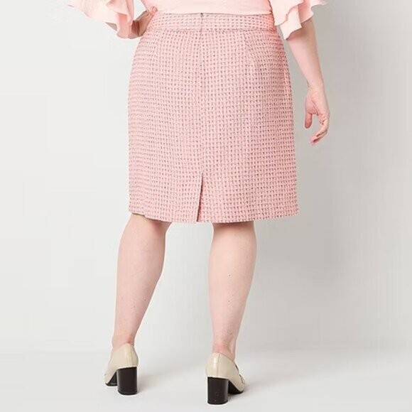 NEW! Liz Claiborne "Charleston Pink" Tweed Pencil Skirt Size 16 - Picture 3 of 9
